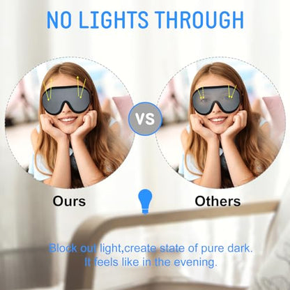 2 Pieces 3D Sleep Mask for Kids Memory Foam Contoured Eye Mask, Travel Sleep Eye Cover with Adjustable Strap, 3D Blindfolds(Blue and Gray) - color: Blue and Gray