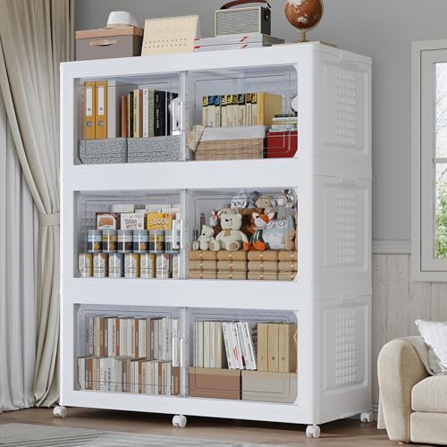 120GAL Extra Large Storage Bins with Lid, 480Qt Stackable Closet Organizers and Drawers, Collapsible Storage Bins with Wheels, Folding Containers for Home, Kitchen Office, 3Pack White - color: White, size: 40Gal-3Pack