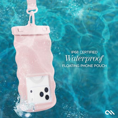 Case-Mate Wavy IP68 Waterproof Phone Pouch - Large Floating Phone Case w/Crossbody Lanyard - Cruise Ship Travel Essentials Compatible w/All Devices - Hidden Pocket for Card/Cash- Ballet Pink Twinkle - color: Wavy Ballet Pink Twinkle