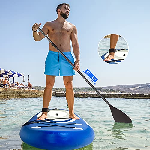 Goplus Inflatable Stand up Paddle Board, 10'/10.5'/11' SUP 6" Thick with Premium Accessories, Adjustable Aluminum Paddle, Leash, Carry Bag, Hand Pump, Removable Fin, ISUP for Adults - size: 11 FT, style: Navy