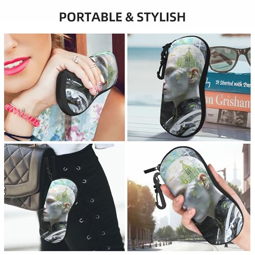 Portable Leather Glasses Case Anti-pressure Glasses Bag Coin Purse Storage Bag Suitable for Men and Women - color: D