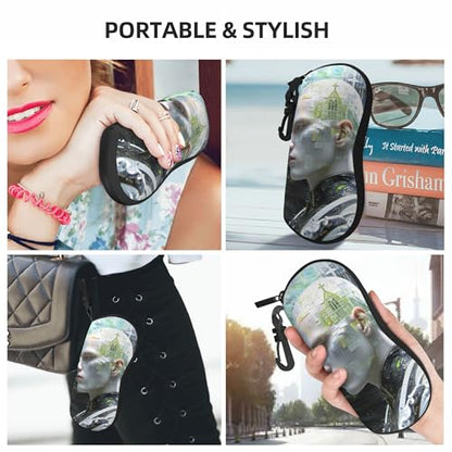 Portable Leather Glasses Case Anti-pressure Glasses Bag Coin Purse Storage Bag Suitable for Men and Women - color: D