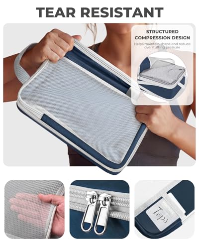Percover Compression Packing Cubes for Travel, 6-Piece Structured Compression Organizer Set for Organized Packing & Carry-On Luggage, Navy Blue - color: Navy Blue, size: 6 Set