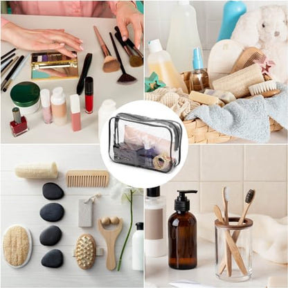Tbestmax 10 Pcs Clear Cosmetic Bags Small Makeup Bags Portable Waterproof Travel Toiletry Bags Organizer Black, 7.5"x 4.8"x 2.3" - color: Medium - Black