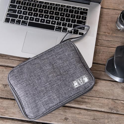 Organizer Case Small Electronic Devices USB Charger Accessories Mouse Phone Cable SD Power Bank Earphone - color: Medium-Grey