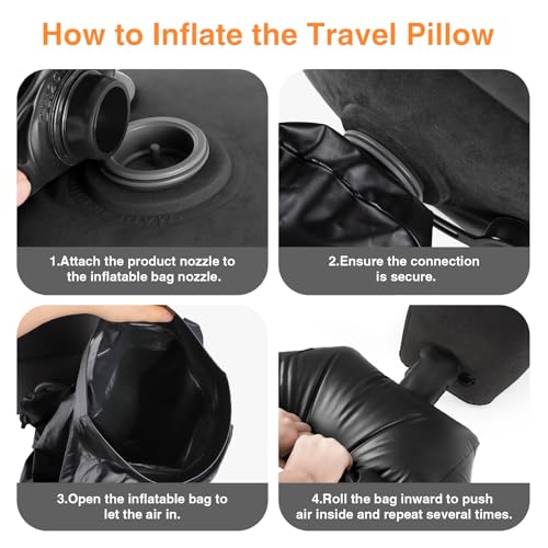Maliton Inflatable Foot Rest Pillow for Travel,Kids Airplane Bed,Adjustable 3 Layers Height Leg Pillow of Air Travel Essentials,Car, Office, Home - Fast Inflation (Black) - color: Black