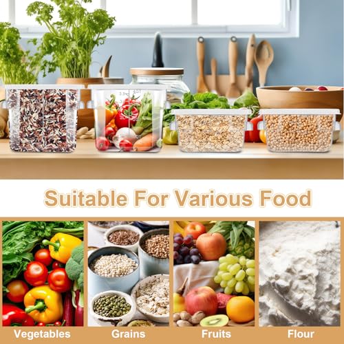 Barydat 4 Pcs Square Food Storage Containers with Lids Measurement Scales, 2qt & 4qt Clear Plastic Stackable Containers for Dough Proofing Baking Kitchen Restaurant and Pantry Organization(White) - color: White