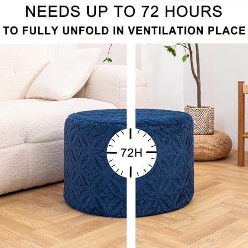 Plush Multi-Functional Ottoman Pouf – Ergonomic Ottoman Foot Rest with Space-Saving Design, Perfect Under Desks, Couches & Sofas (Navy Blue) - color: Navy Blue