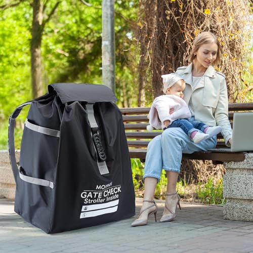 MOYAQI Stroller Travel Bag for Airplane, Gate Check Bag Backpack with Durable Nylon,Adjustable Carry Straps,Infant Carriers & Booster Seats (Black) - color: Black