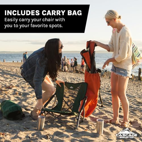 Cascade Mountain Tech Folding Camp Chair for Camping, Beach, Picnic, Barbqeues, Sporting Events with Carry Bag - color: Black