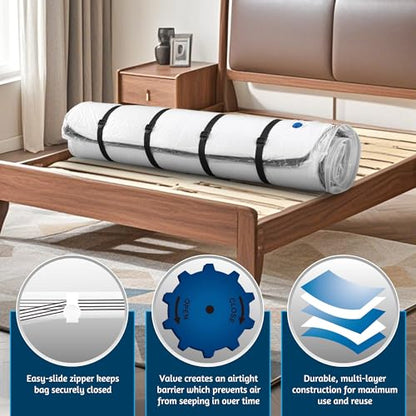 Vacuum Mattress Bag for Memory Foam and Latex - Sealed for Easy Movement, Transport and Storage (Queen/Full/Full-XL) - size: Full/ Queen