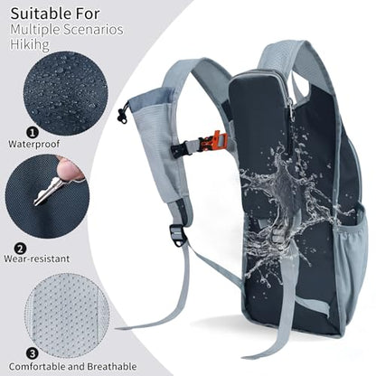 Hiking Backpack 10L/15L Small Daypack Lightweight Packable Travel Foldable Water Resistan for Women Men (Gray, 10L) - color: Gray, size: 10L