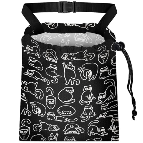 Car Trash Bag Hanging Back of Seat with Adjustable Snap Buckle Strap Cute Printed Drawstring Garbage Bags for Car-Black Cats - color: Black Cats Car Trash Bag