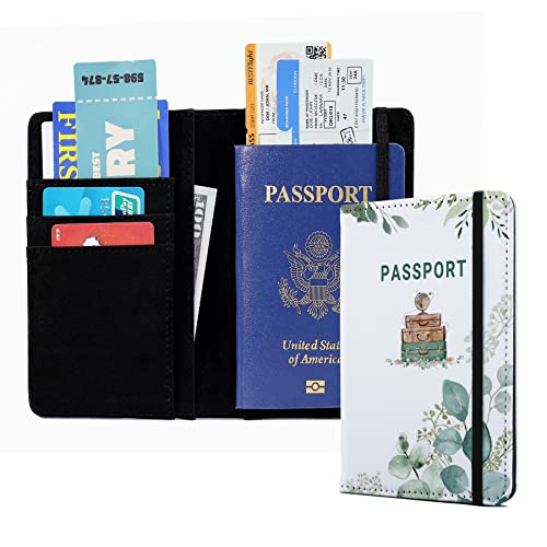 Passport Book Holder,Passport Wallet for Men Mr and Mrs Passport Holder for Women Passport Cover Passport Case for Couples Passport Books Holder Mother's Day (6x4) - color: Classic Green Leaf-1pcs