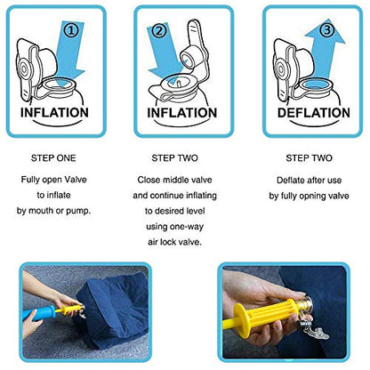 Travel Foot Rest Pillow, Portable Inflatable with Double Hand Pump Adjustable Three Layers Height Pillow for Foot Rest on Airplanes,Cars,Buses,Trains,Office Kids to Sleep on Long Flights (Blue 2) - color: Blue 2