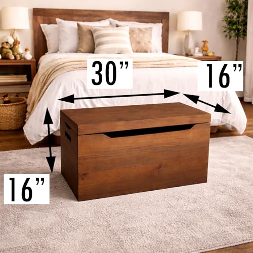 Fully Assembled, Solid Wood Storage Chest with Lid & Handles, Wooden Box, Organizer, Storage, Birthday, Gift, Blankets, Clothes, Keepsakes, Anti-Slam Hinges, 30” Professional Walnut Finish - color: Walnut