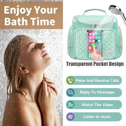 Large Toiletry Bag for Women Men,Bathroom Bag,Water Resistant Shower Bag,Makeup Bag,Toiletry Bags for Traveling,Hanging Toiletry Bag with Transparent Waterproof Phone Pocket (Green) - color: Green