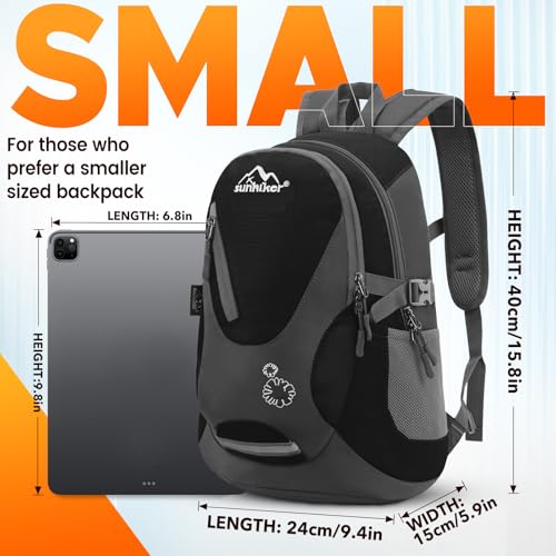 sunhiker Small Hiking Backpack Women Men 20L Lightweight Travel Backpack Daypack Casual Backpack For Cycling Outdoor Camping - color: Black