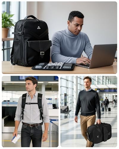 MATEIN CLASSIC Personal Item Backpack with Detachable Tech Organizer | TSA Approved 18x14x8 Underseat Travel Backpack for Frontier, Water Resistant Business Carry on Bag, Airlines, Fits 17" Laptop