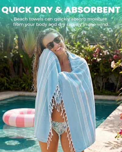 Antfuny Table Runner Boho Rustic, Turkish Beach Towel, Quick Dry, Sand Free, Extra Large Bath Towel, Lightweight for Adult Pool, Beach, Travel, Sandproof, Cute Compact Men Women Birthday Gifts - color: Thinner Turquoise, size: 72 x 36 inch