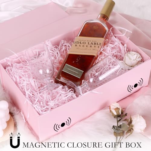 LFBOX Pink Gift Box with Magnetic Lids 13.8x8.3x4.4 in, Large Present Box for Bridesmaid Proposal Wedding Mother's Day 1 Pack - color: Pink, size: 1 count (Pack of 1)