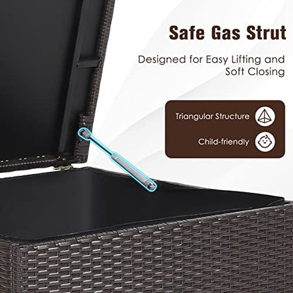 RELAX4LIFE Outdoor Storage Box 72-Gallon - Outside Wicker Storage Bin with Waterproof Zippered Liner, Gas Strut, Package Delivery Boxes for Outside, Accessories, Garden Tools Storage Deck Box