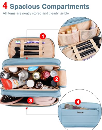 Toiletry Bag for Men & Women, Cruise Ship Travel Essentials, Shaving Dopp Kit with Dry and Wet Separation, Water-resistant Bathroom Cosmetic Organizer Bag, Makeup Accessories with Trolley Belt, Blue - color: Blue