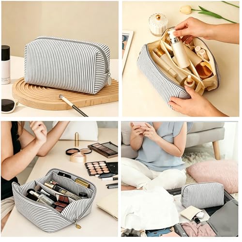 2pcs Makeup Bag Travel Toiletry Bag for Women Lightweight Make Up Bag Purse Organizer Pouches Large Cosmetic Bag Small Makeup Pouch Medicine Bag Travel Essentials for Women Black - color: black