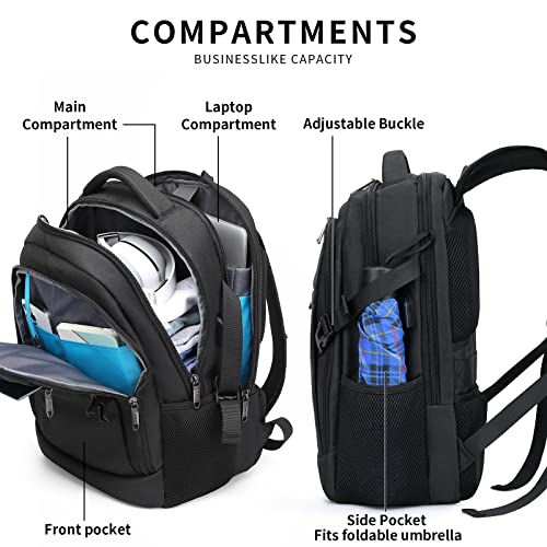 DUSLANG Anti-Theft Laptop Backpack, Black, 15.6-14-13 Inch Laptop Sleeve, USB Charging Port - color: Black, size: 15.6 Inch