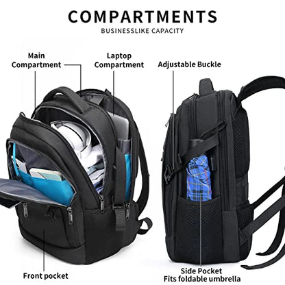 DUSLANG Anti-Theft Laptop Backpack, Black, 15.6-14-13 Inch Laptop Sleeve, USB Charging Port - color: Black, size: 15.6 Inch