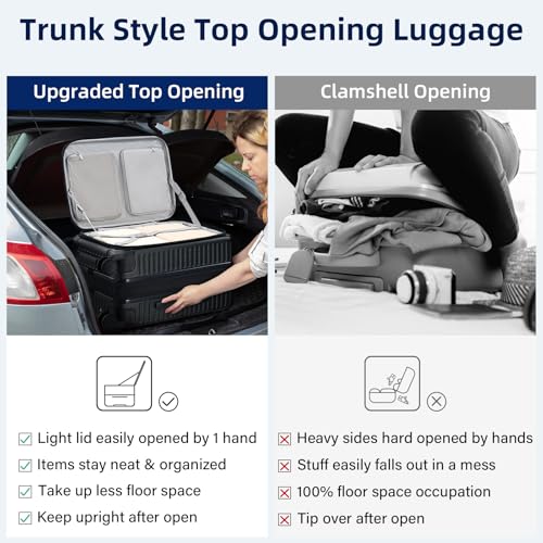 HanTrip 20 Inch Carry on Luggage 22x14x9 Airline Approved Hard Shell Suitcases with Wheels, Top Opening Expandable Carry on Luggage with Cup Holder Small Rolling Suitcase with Lock, Black - color: Black, size: Expandable 20 Inch
