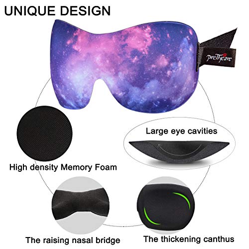 PrettyCare 3D Sleep Mask 2 Pack,Eye Mask for Sleeping 3D Contoured Sleeping Mask Blackout Out Light - Blindfold Airplane with Ear Plugs, Night Masks with Travel Bag (Ultra Purple and Black) - color: Ultra Purple and Black
