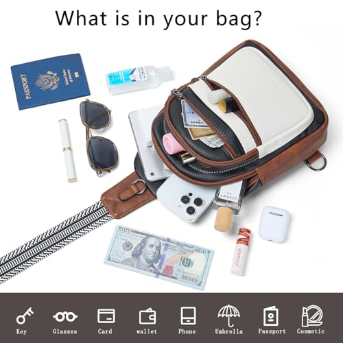 Leresas Sling Bag for Women Crossbody Bag Fanny Pack Cross Body Handbag Sling Purse Vegan Leather Trendy Gifts Travel Purse Black/White/Brown - color: Bbw