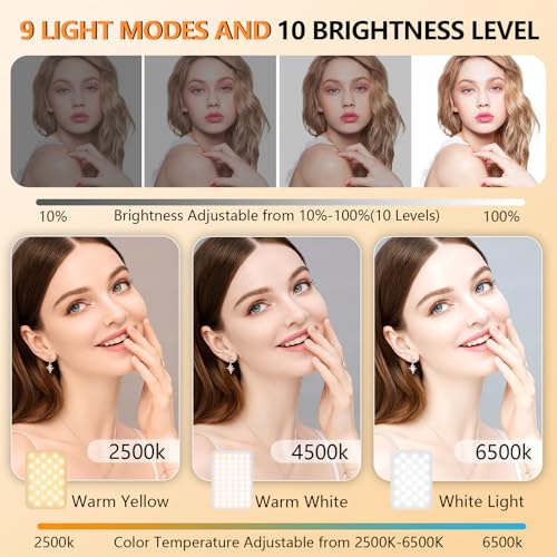 BANSINE Portable LED Photo Light - USB-Rechargeable, Up to 6500K Color Temperature for Selfie, Zoom Conference, Video, Makeup - color: Whte