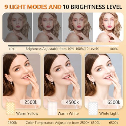 BANSINE Portable LED Photo Light - USB-Rechargeable, Up to 6500K Color Temperature for Selfie, Zoom Conference, Video, Makeup - color: Whte