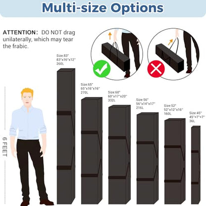 COOLBEBE 83" x 16" x 12" Extra Large Tent Storage Bag - 260L Heavy Duty Waterproof Duffle Bag for Tent Poles, Canopy, Hammock, Tripod, Fishing Gear, Sports Equipment & Outdoor Moving, Black - size: 83"x 16"x 12"