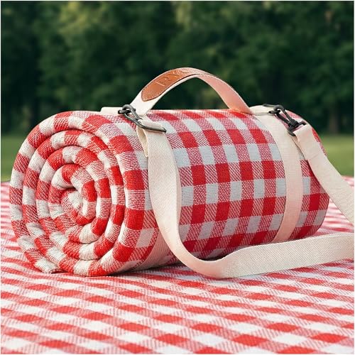 Waterproof Picnic Blanket Rug Outdoor Girlfriend Gf Gifts for Women Sweetest Day Boyfriend 1 One Year Anniversary Meaningful Cute Romantic Xmas First Valentines Men Him Bf - color: Plaid Red