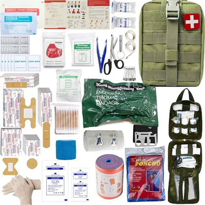 Universal IFAK Trauma First Aid Kit Molle Pouches Emergency Survival Kit Suitable for Home, car, Travel, Camping, Hiking, Sports, Outdoor Emergencies-Quick Response First Aid Essentials (Olive Green) - color: Olive Green