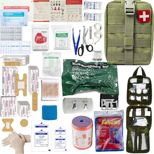 Universal IFAK Trauma First Aid Kit Molle Pouches Emergency Survival Kit Suitable for Home, car, Travel, Camping, Hiking, Sports, Outdoor Emergencies-Quick Response First Aid Essentials (Olive Green) - color: Olive Green