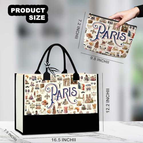 Seattle Italy Chicago New York Las Vegas Paris Gifts for Women Canvas Tote Bag Mother's Day Gifts for Women - color: Paris