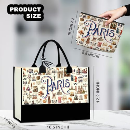 Seattle Italy Chicago New York Las Vegas Paris Gifts for Women Canvas Tote Bag Mother's Day Gifts for Women - color: Paris