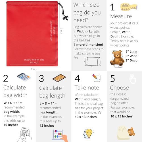 PALTERWEAR Drawstring Bag with Toggle - Nylon Cinch and Ditty Pouch Six-Pack (Red, 7 x 9 Inch, Set of 6) - color: Red, size: 7 x 9 Inch