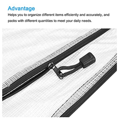 MECCANIXITY Mesh Zipper Bags, A3 Size Plastic Zip File Pouch Document Folders for Home Office Travel, Black Pack of 3 - color: Black