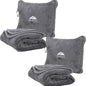 BlueHills 2-Pack Premium Soft Travel Blanket Pillow Airplane Blanket in Soft Bag Pillowcase with Hand Luggage Belt and Backpack Clip, Compact Pack Large Blankets for Any Travel (Grey Gray T013) - color: Gray-2pk-t013