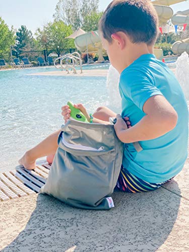 ALVA ALVABABY 2pcs Cloth Diaper Wet Dry Bags Waterproof Reusable with Two Zippered Pockets Travel Beach Pool Daycare Soiled Baby Items Yoga Gym Bag for Swimsuits or Wet Clothes L2629 - color: 01black&gray