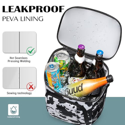 Tuwubi Cooler Backpack 35/42 Cans, Backpack Coolers Insulated Leak Proof for Men Women, Waterproof Soft Sided Lunch Camping Beach Travel Ice Chest Backpack Cooler Bag - color: Cow Print, size: Medium