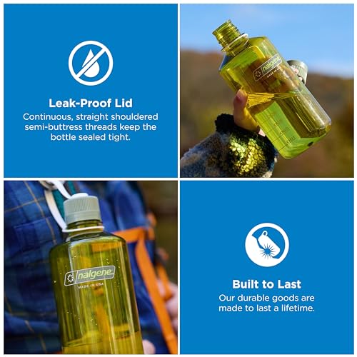 Nalgene 32 oz Narrow Mouth Water Bottle | BPA-Free, Durable & Leak Proof, Lghtweght for Hkng & Gym – Thrll & Moton, Endve w/Ol Green - color: Endive w/Oil Green, size: 32 Ounces