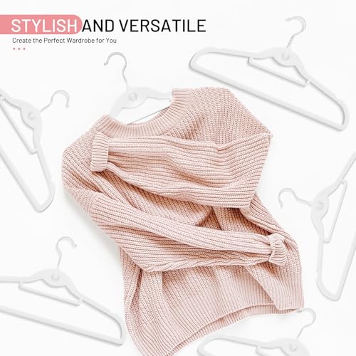 Velvet Stackable Hangers 30 Pack, STOPKLAS White Clothes Hangers Non Slip Felt Hangers with 360° Swivel Hook, Thin Hanger Space Saving, Heavy Duty Closet Hanger for Clothes, Coats, Suits, Dress, Pants - color: White