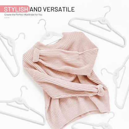 Velvet Stackable Hangers 30 Pack, STOPKLAS White Clothes Hangers Non Slip Felt Hangers with 360° Swivel Hook, Thin Hanger Space Saving, Heavy Duty Closet Hanger for Clothes, Coats, Suits, Dress, Pants - color: White