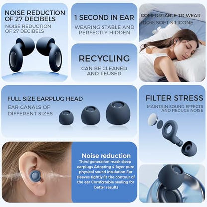 Must-Have Travel Kit Memory Foam Neck Pillow with Adjustable Fit & Removable Cover, 3D Contoured Sleep Mask, Reusable Noise-Reducing Earplugs & Storage Bag, Perfect Travel Essentials Set